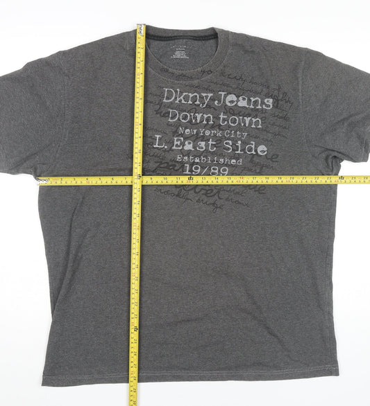 DKNY Mens Grey 2XL Graphic Print Crew Neck Short Sleeve T-Shirt