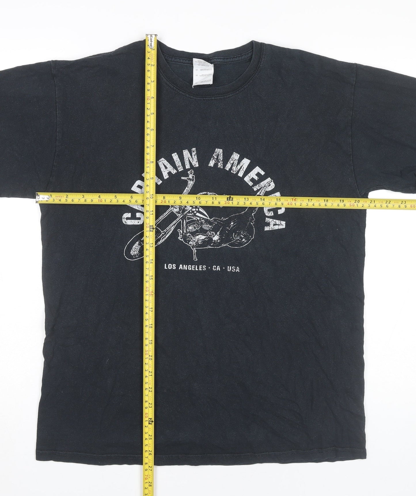 Captain America Marvel Men's Black M Vintage Biker Graphic T-Shirt