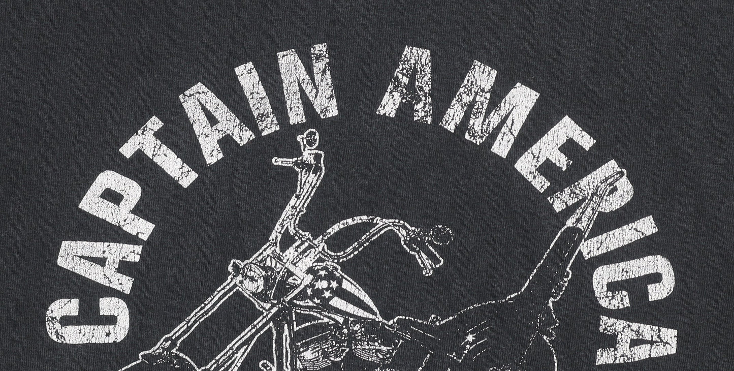 Captain America Marvel Men's Black M Vintage Biker Graphic T-Shirt