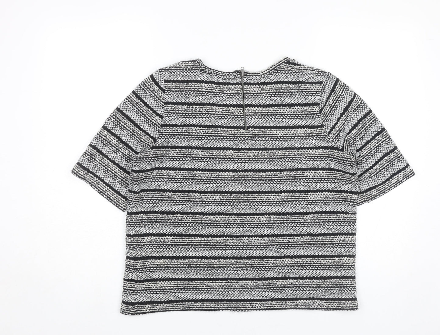 Next Women’s Black Striped Knit Short Sleeve Top Size 14