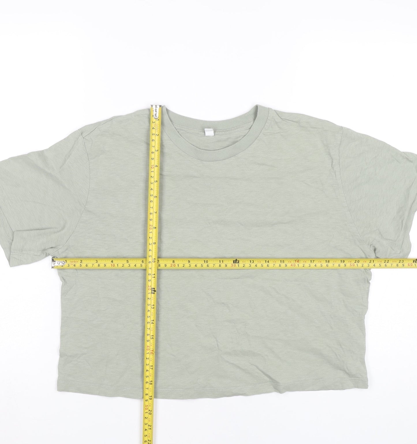 Uniqlo Women Green L Cropped Cotton T-Shirt Casual Top