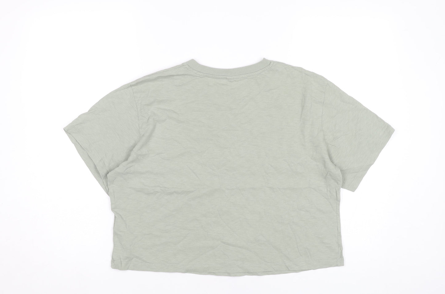 Uniqlo Women Green L Cropped Cotton T-Shirt Casual Top