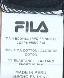 FILA Men’s Black Polo Shirt M Short Sleeve Cotton Stretch