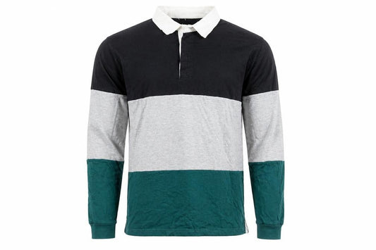 Black Jack Mens Colourblock Long Sleeve Polo Shirt Size L Cotton Blend
