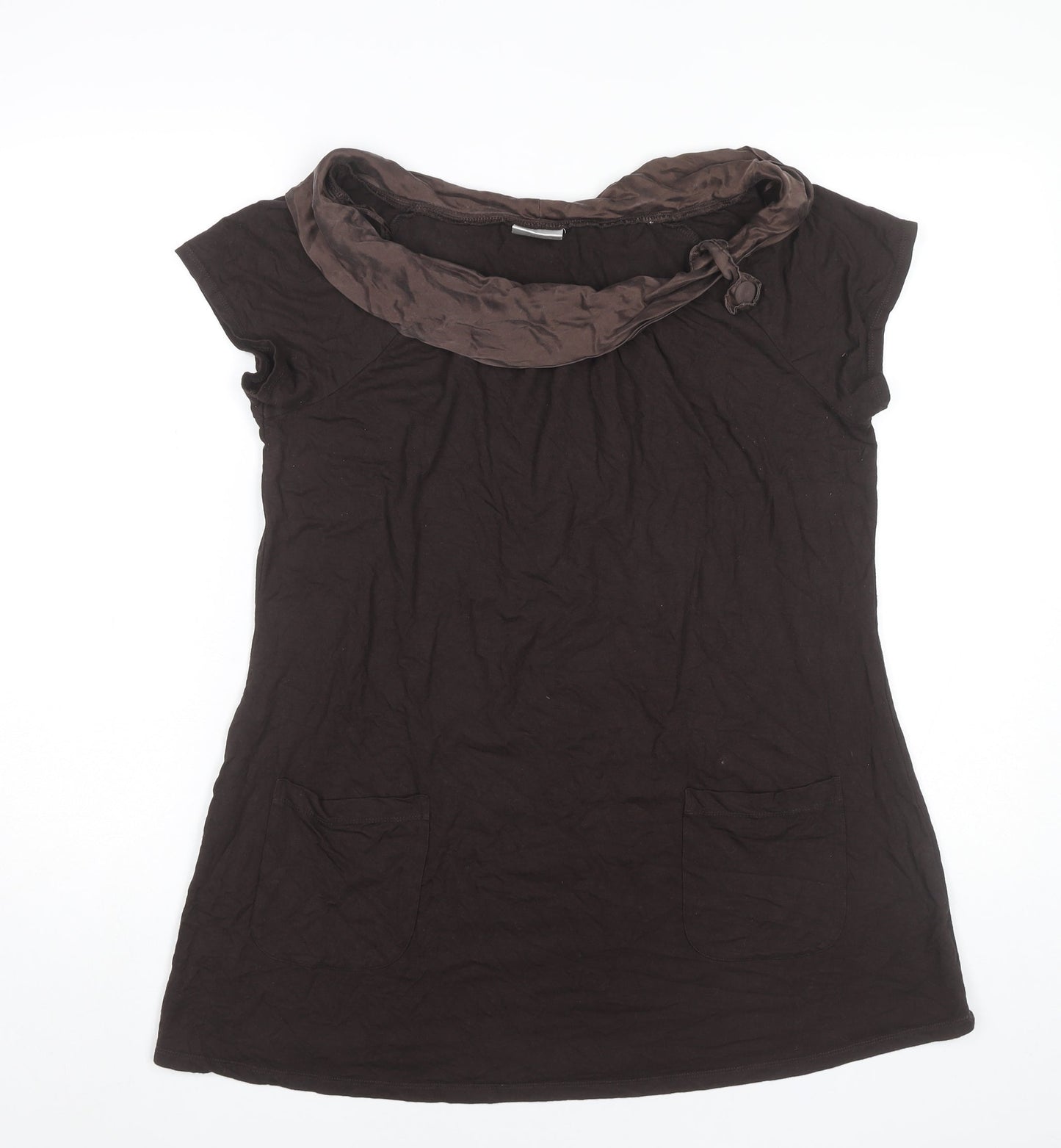 Next Maternity Womens Brown Size 14 Tunic Blouse Cowl Neck Stretch