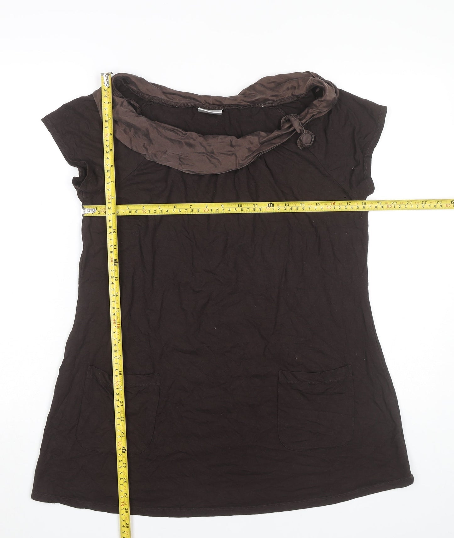 Next Maternity Womens Brown Size 14 Tunic Blouse Cowl Neck Stretch