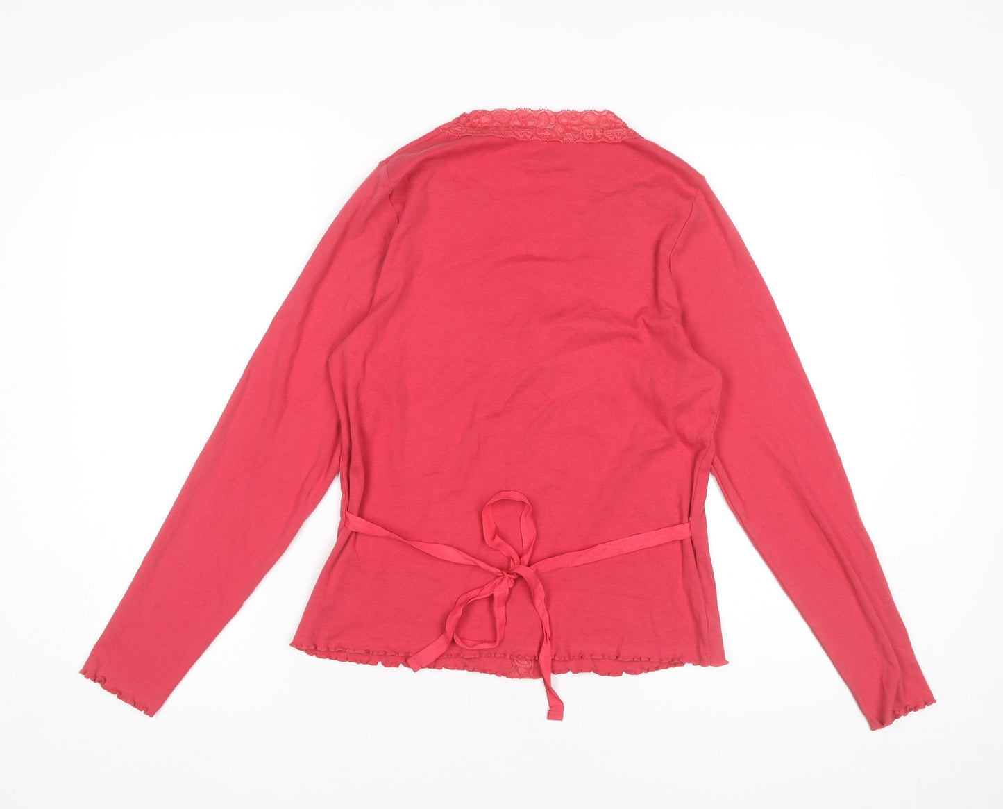 Lavender Hill Women’s Red Wrap Blouse UK 14 Long Sleeve Cotton