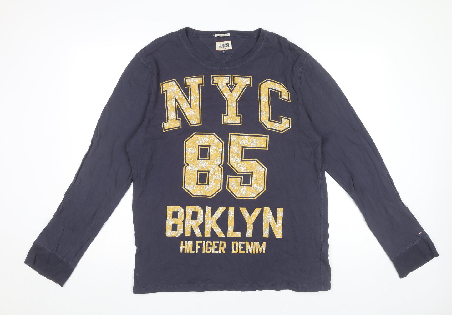 Hilfiger Denim Men's Blue Long Sleeve Graphic T-Shirt Size L