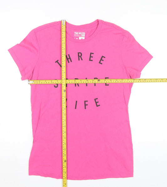 Adidas Womens Pink L T-Shirt Crew Neck Short Sleeve Sports Tee