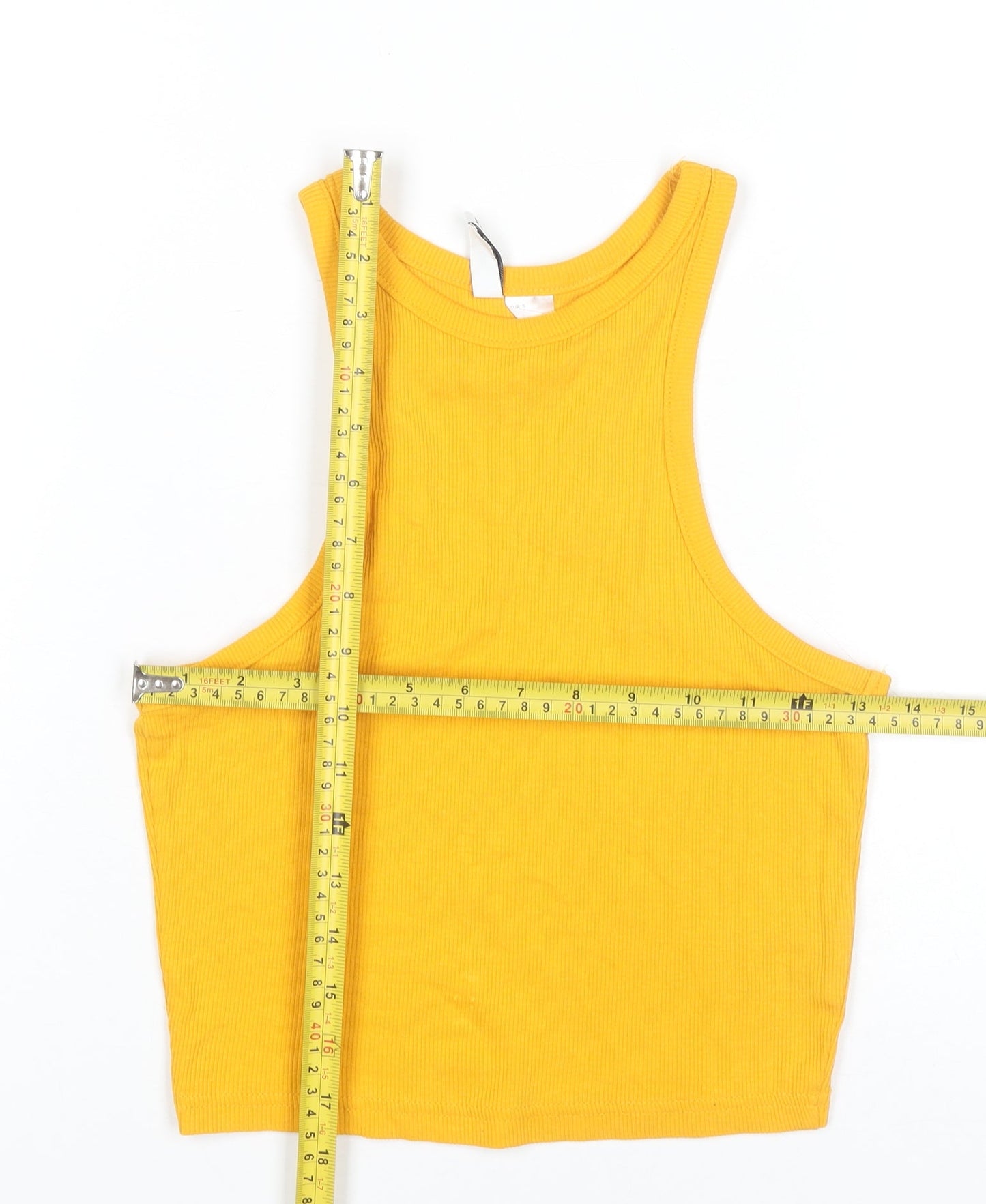 H&M Divided Womens Yellow Basic Tank Top Size 8 Slim Fit