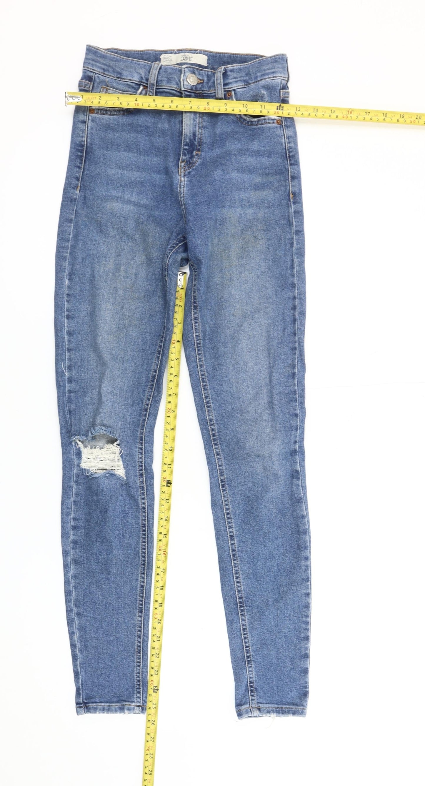 Topshop Women’s Blue Jamie Skinny Jeans Size 8 W25 L34 Distressed Denim