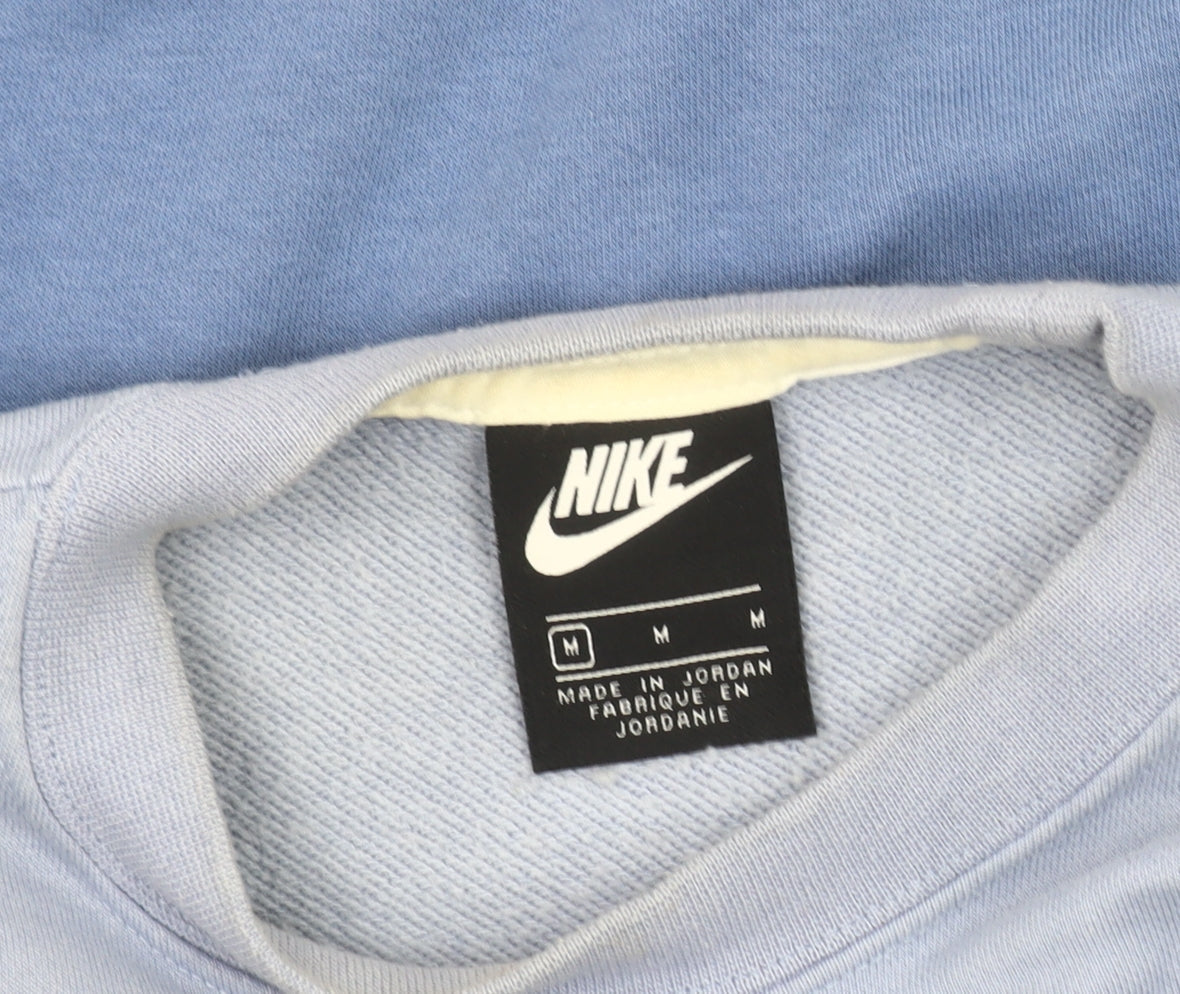 Nike Women’s Blue Cropped Sweatshirt Medium Cotton Blend Logo