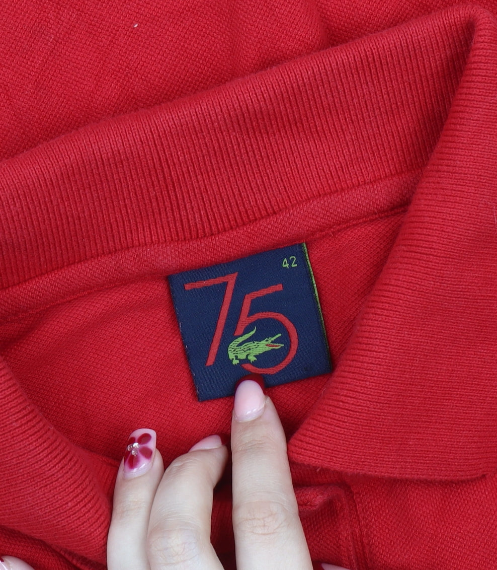 Lacoste Women’s Red Polo Shirt Size 14 Short Sleeve Cotton