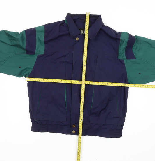 City Dream Men's Blue Green Bomber Jacket Size M Retro 90s Casual