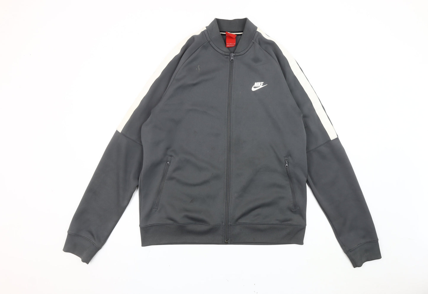 Nike Men Grey Track Jacket L Full Zip Polyester Sportswear