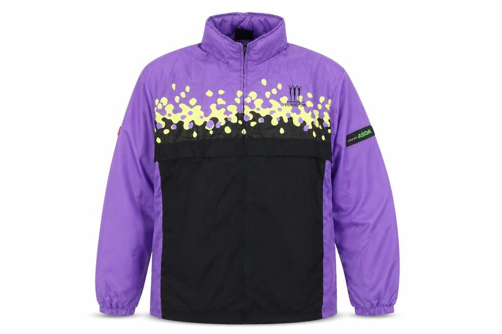 George Mens Purple Black Windbreaker Jacket L Manchester 2002 Retro Sports