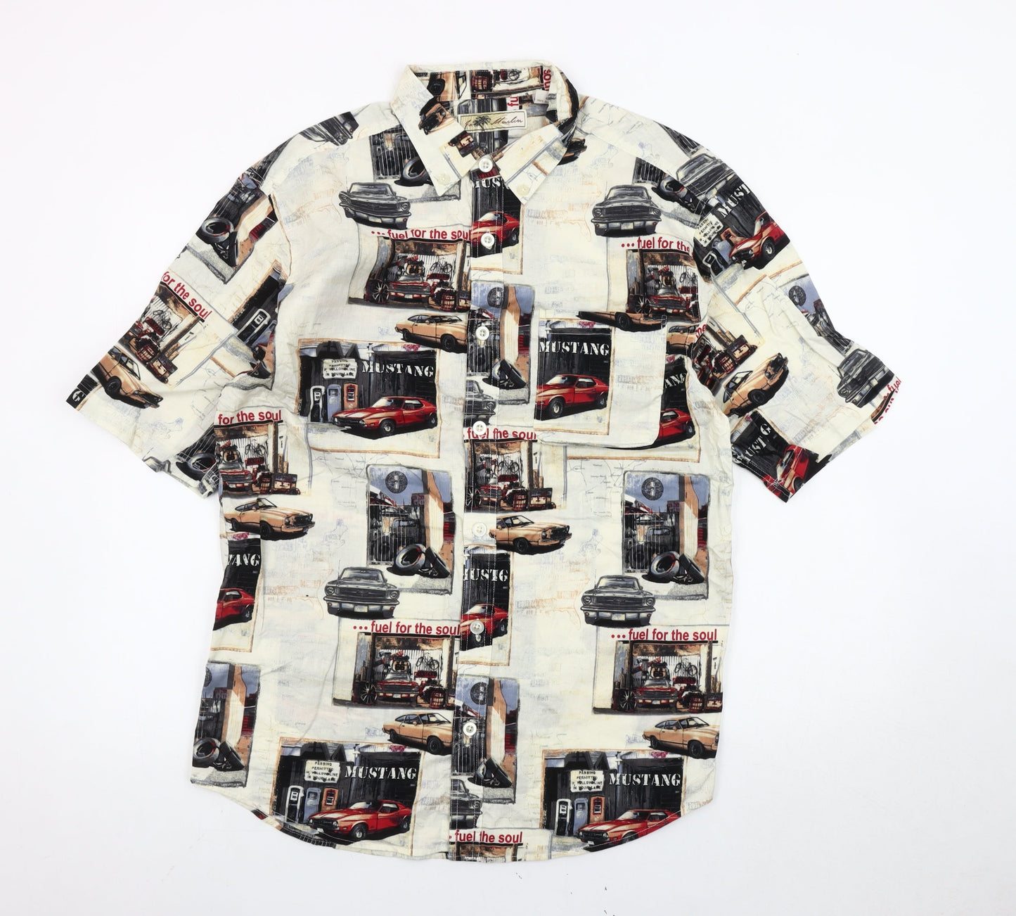 Joe Marlin Men’s Multicoloured Cars Print Cotton Short Sleeve Shirt L