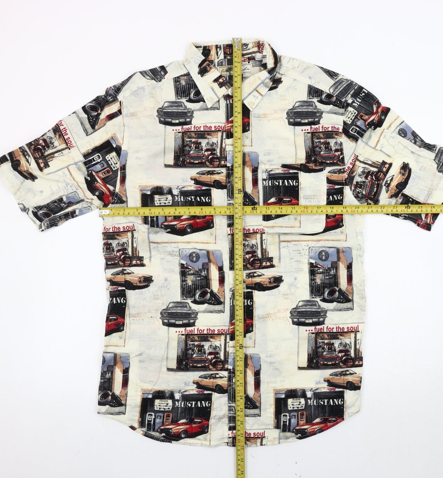 Joe Marlin Men’s Multicoloured Cars Print Cotton Short Sleeve Shirt L