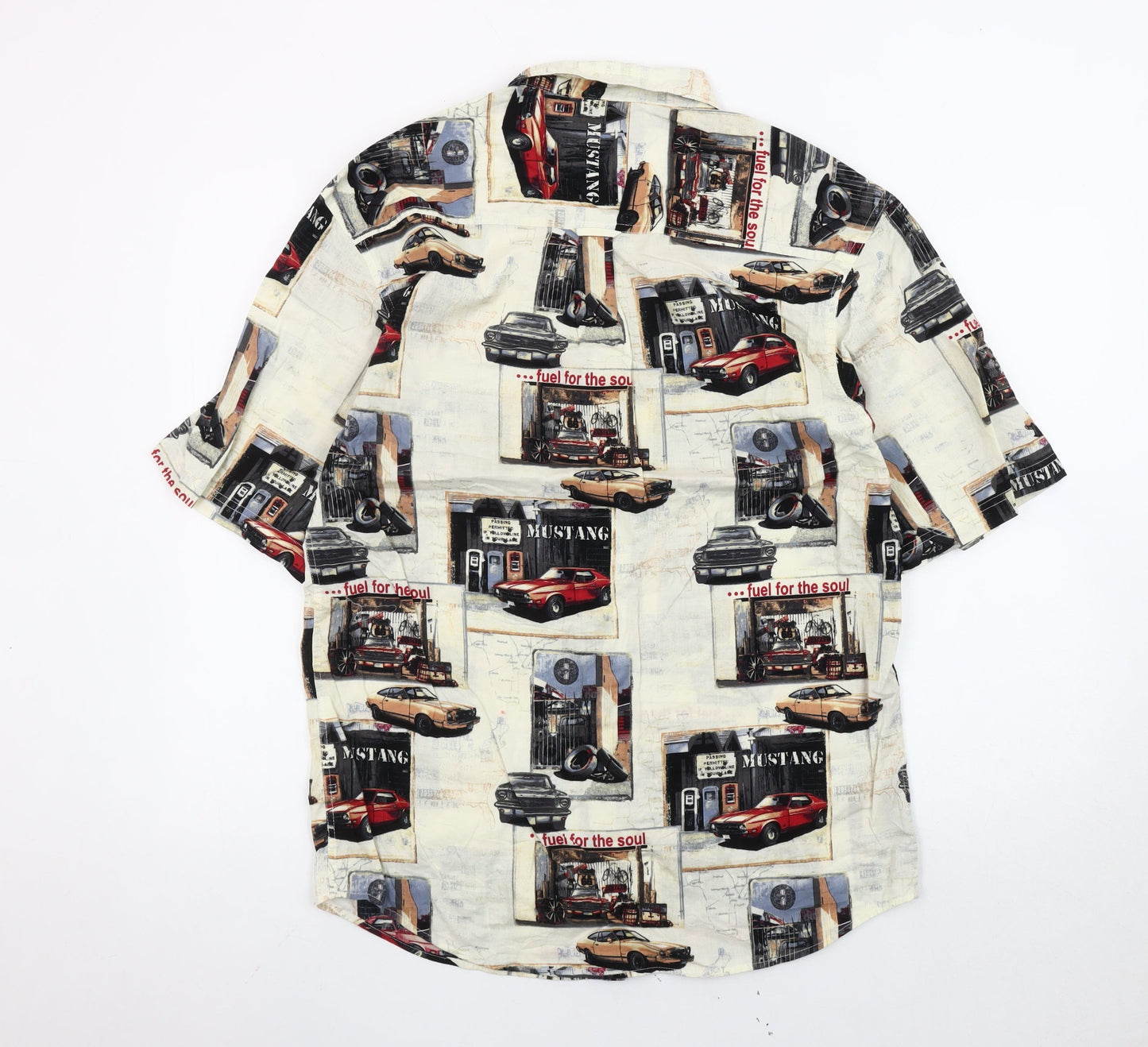 Joe Marlin Men’s Multicoloured Cars Print Cotton Short Sleeve Shirt L