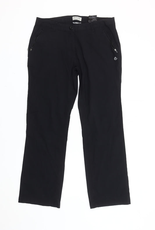 Craghoppers Womens Black Cargo Trousers Size 12 Regular Outdoor Travel
