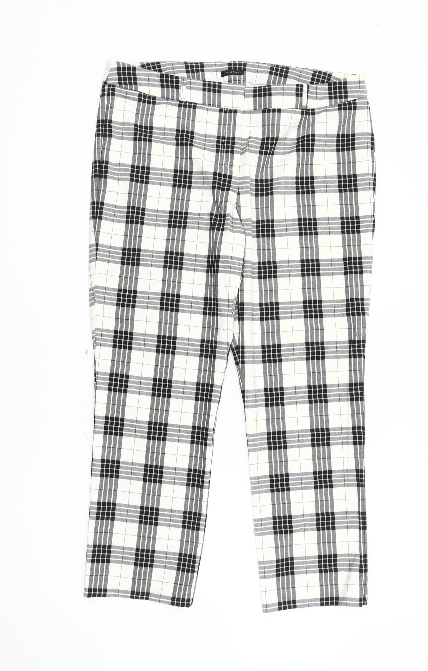 Worthington Womens Black White Plaid Slim Fit Chino Trousers Size 14