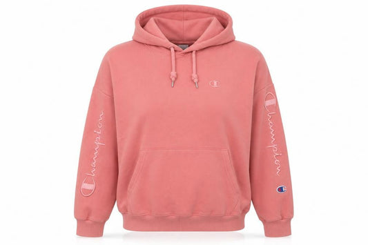 Womens UK M Relaxed Champion Pink Pullover Hoodie