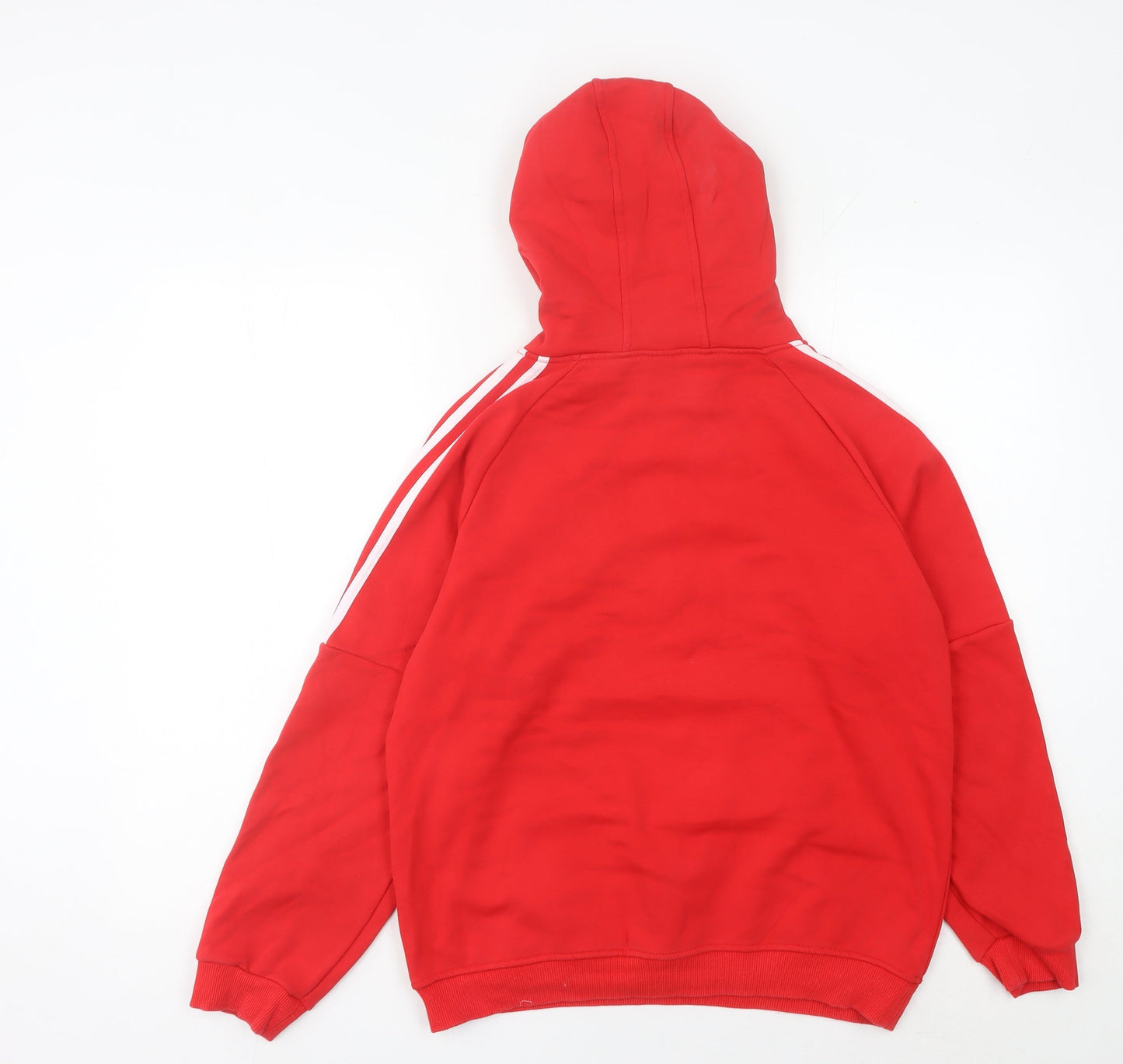 Adidas Womens Red Hoodie Sweatshirt UK 16 XL 1/2 Zip Cotton
