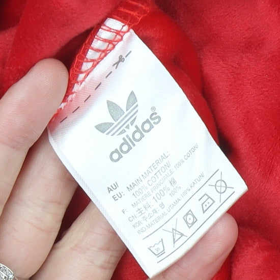 Adidas Womens Red Hoodie Sweatshirt UK 16 XL 1/2 Zip Cotton