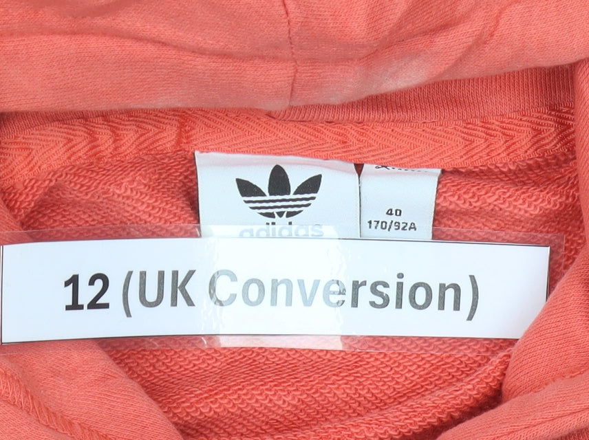 Adidas Womens Orange Pullover Hoodie Size 12 Logo Sportswear