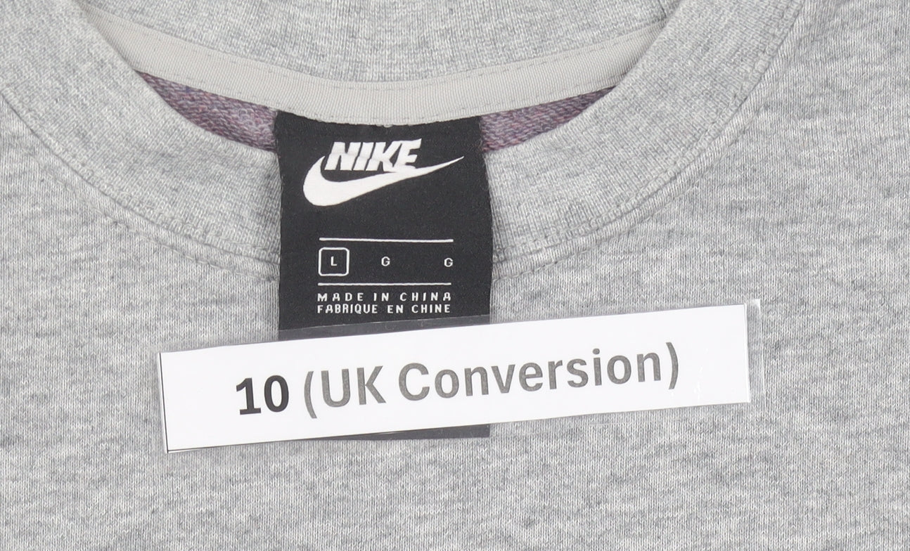 Nike Womens Grey Logo Pullover Sweatshirt Size 10 Regular Fit