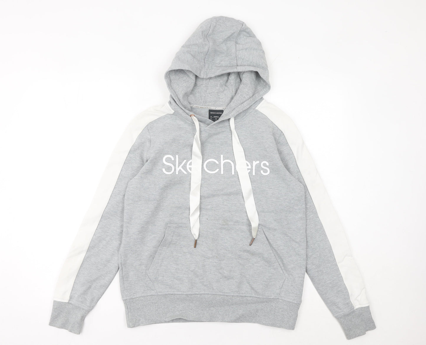 Skechers Womens Grey Hoodie Size 8 Pullover Logo Hooded Sweatshirt