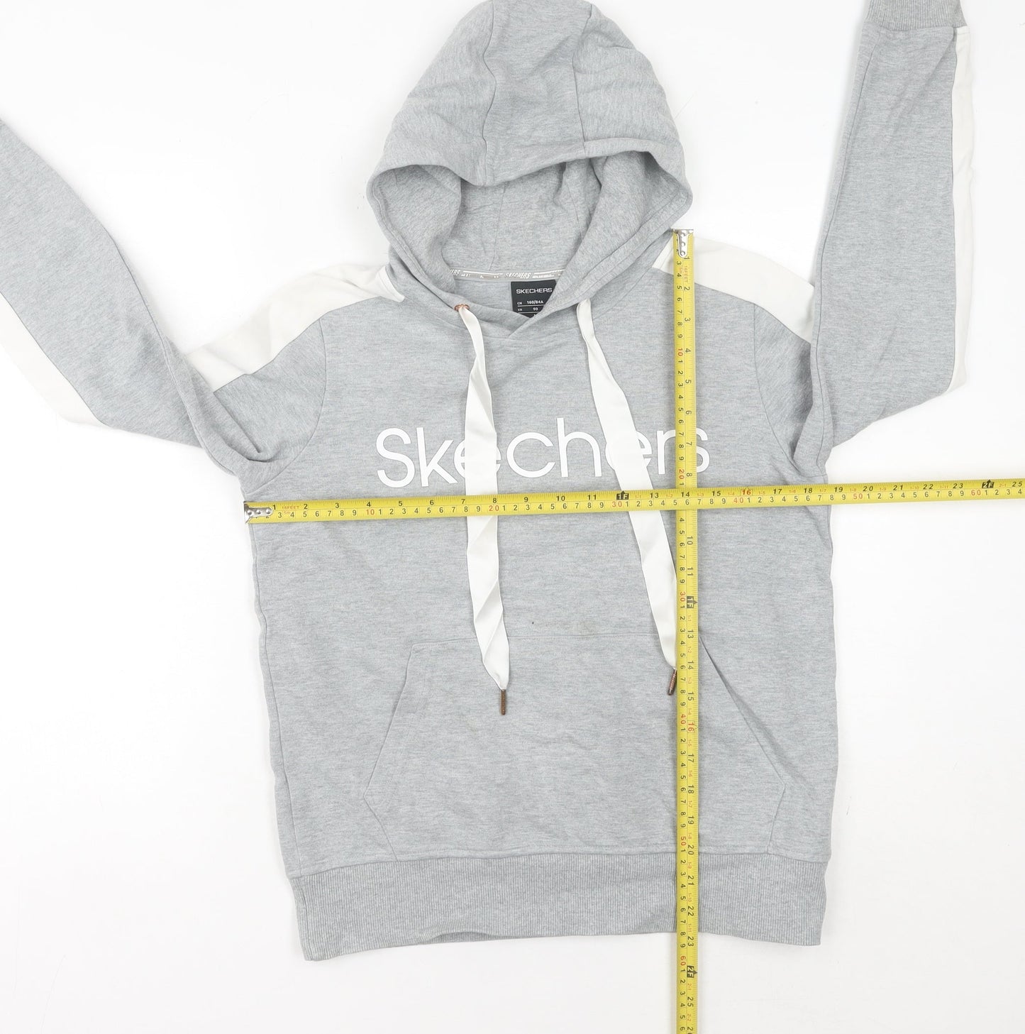 Skechers Womens Grey Hoodie Size 8 Pullover Logo Hooded Sweatshirt