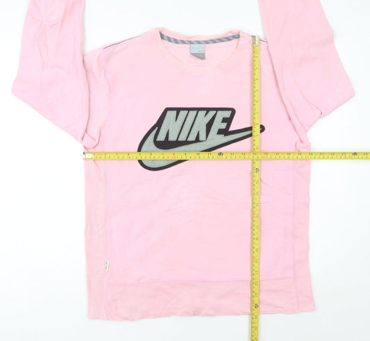 Nike Womens Pink Sweatshirt Size 10 Crew Neck Logo Pullover