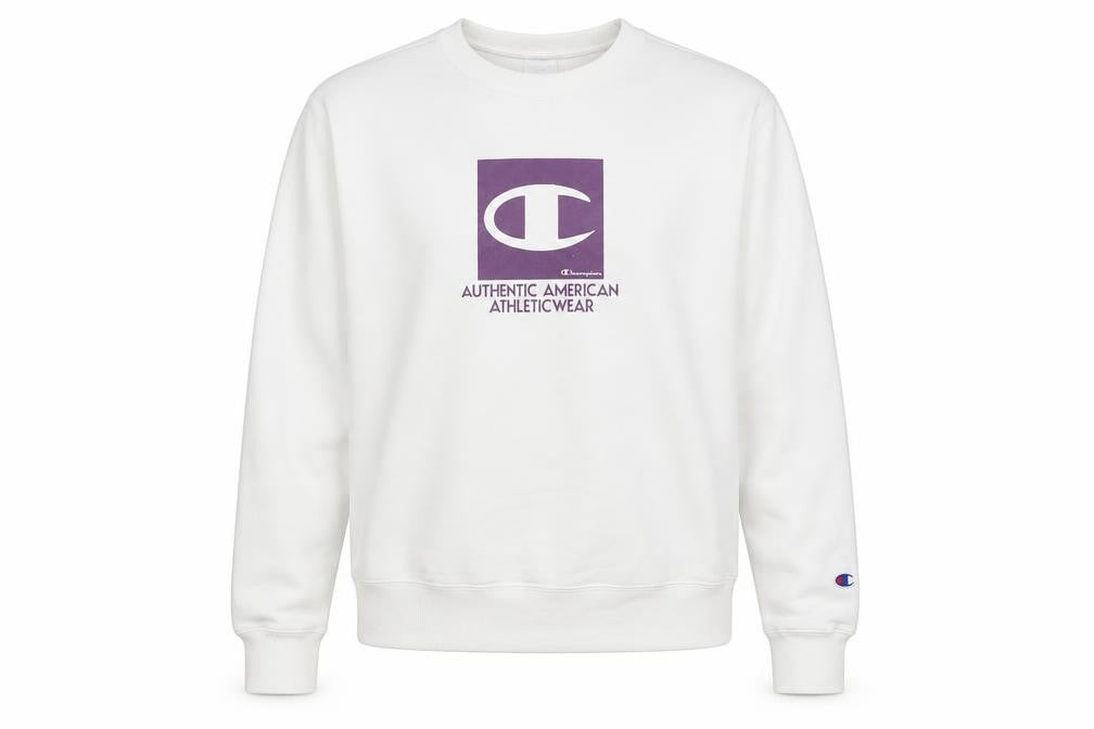 Womens UK S Regular Champion White Pullover Sweatshirt
