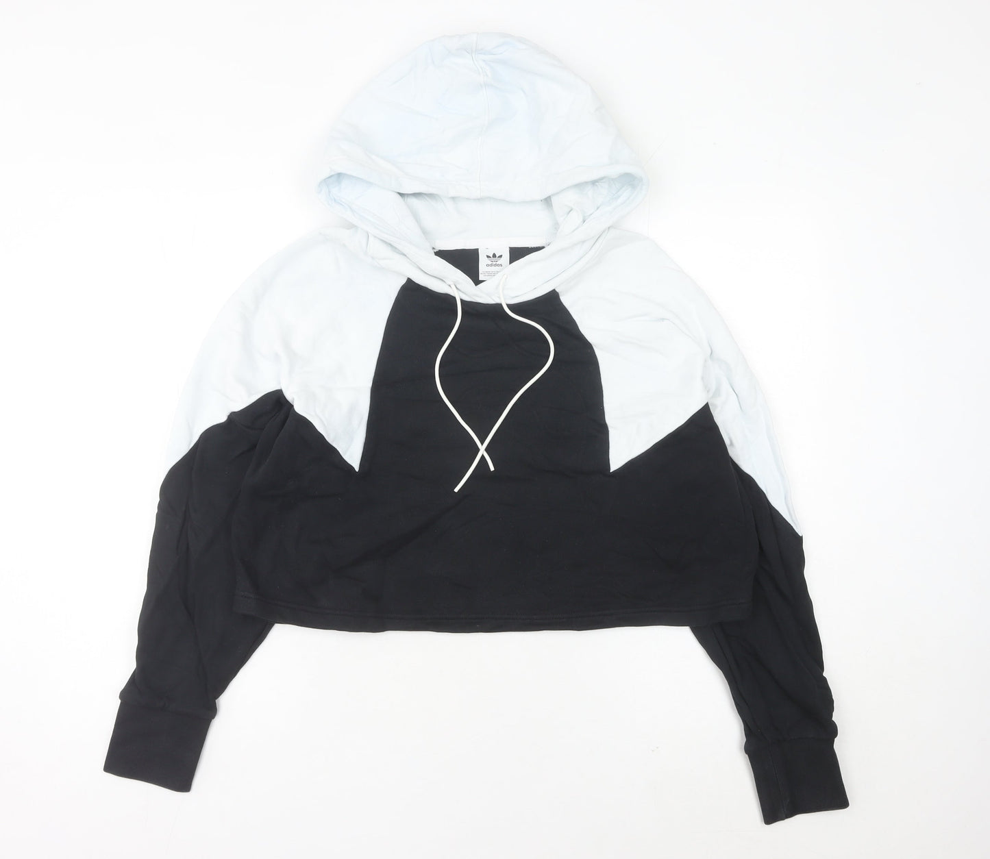 Adidas Womens Black White Pullover Hoodie Size 8 Colourblock Logo