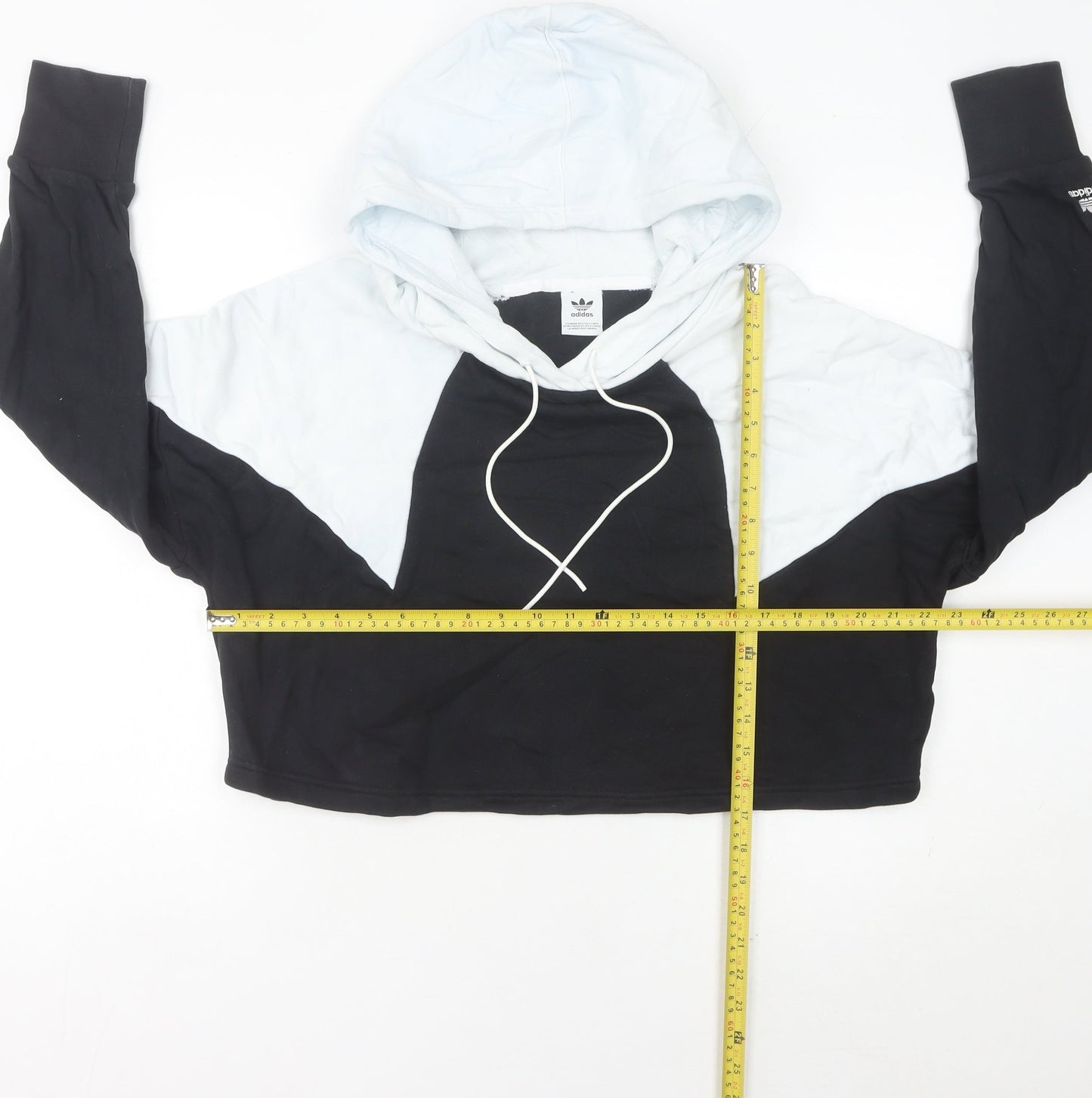 Adidas Womens Black White Pullover Hoodie Size 8 Colourblock Logo