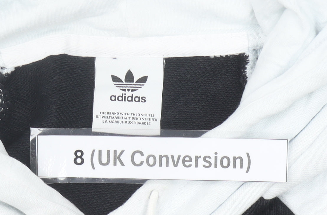 Adidas Womens Black White Pullover Hoodie Size 8 Colourblock Logo