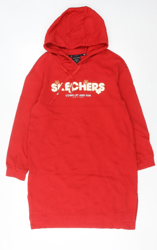 Skechers Women’s Red Logo Jumper Dress Size 8 Hoodie Casual