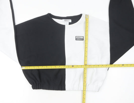Adidas Women’s Black White Colourblock Sweatshirt UK 8 Logo Crew Neck