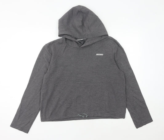 Skechers Womens Grey Hoodie Size 12 UK Pullover Long Sleeve