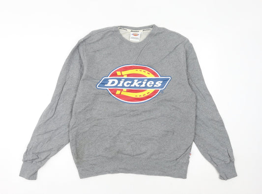 Dickies Women’s Grey Logo Sweatshirt Size 12 Long Sleeve Pullover