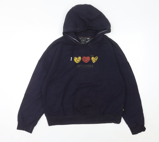 Skechers Women’s Blue Pullover Hoodie Size 10 Long Sleeve Graphic