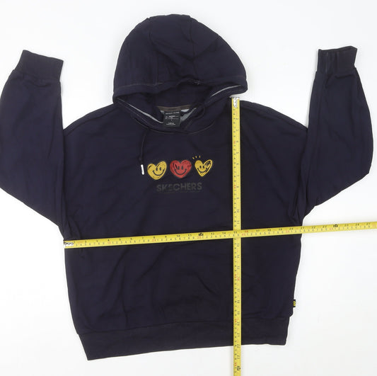 Skechers Women’s Blue Pullover Hoodie Size 10 Long Sleeve Graphic