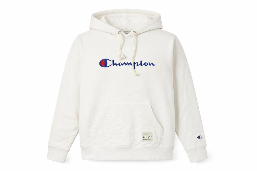 Womens UK M Regular Champion White Pullover Hoodie