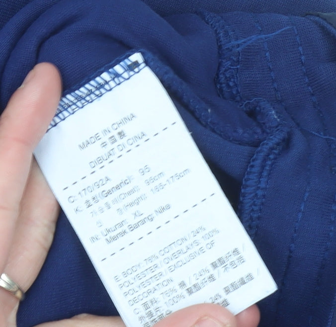 Nike Women’s Blue Sweatshirt UK 12 Cotton Blend Drawstring Hem