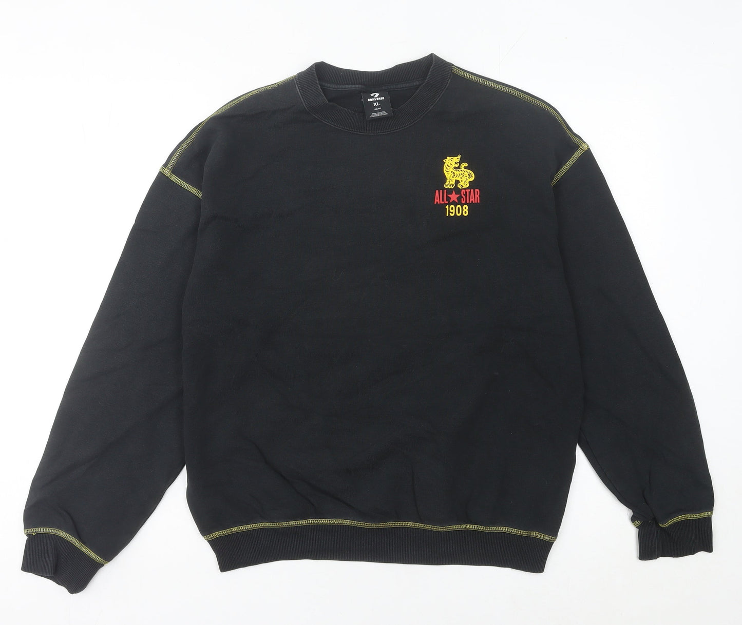 Converse Women’s Black Sweatshirt Size 6 Crew Neck Cotton Graphic