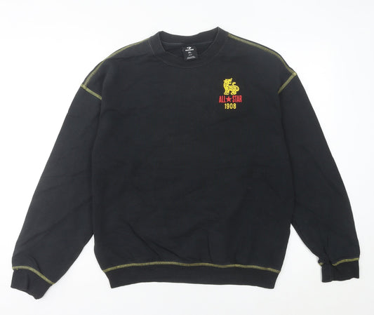 Converse Women’s Black Sweatshirt Size 6 Crew Neck Cotton Graphic