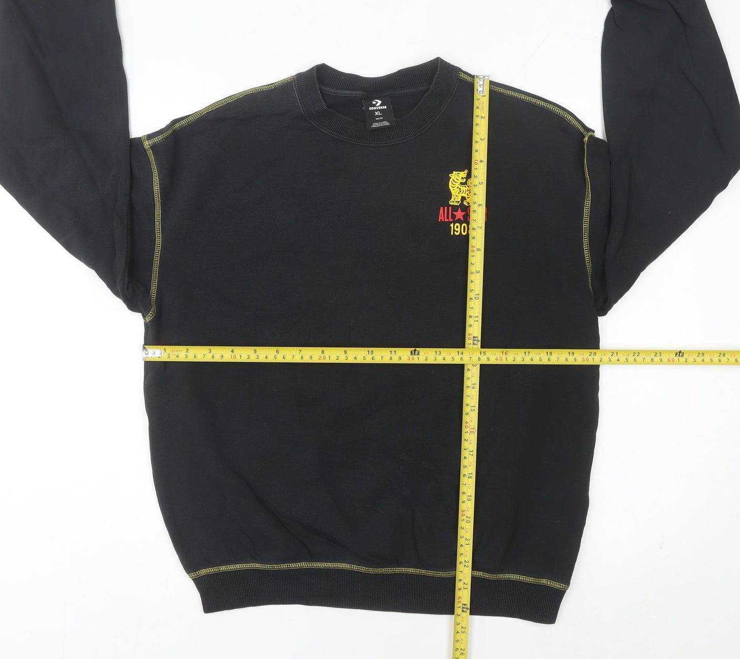 Converse Women’s Black Sweatshirt Size 6 Crew Neck Cotton Graphic