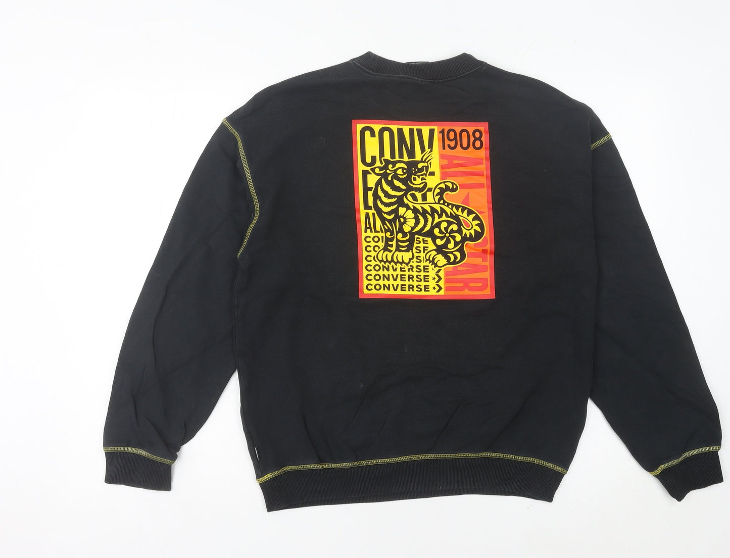 Converse Women’s Black Sweatshirt Size 6 Crew Neck Cotton Graphic