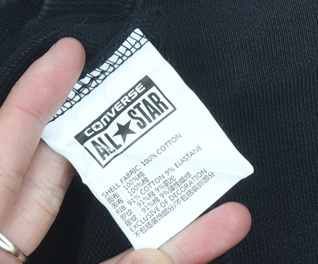 Converse Women’s Black Sweatshirt Size 6 Crew Neck Cotton Graphic